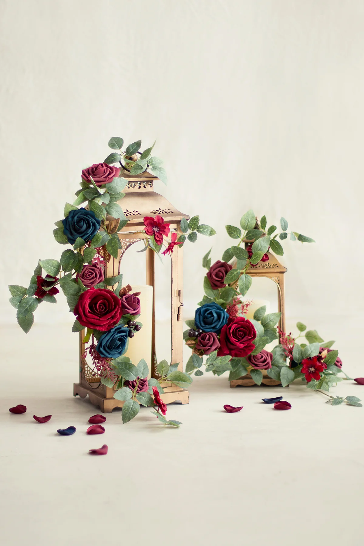 1.8ft Flower Garlands in Burgundy & Navy - Image 2