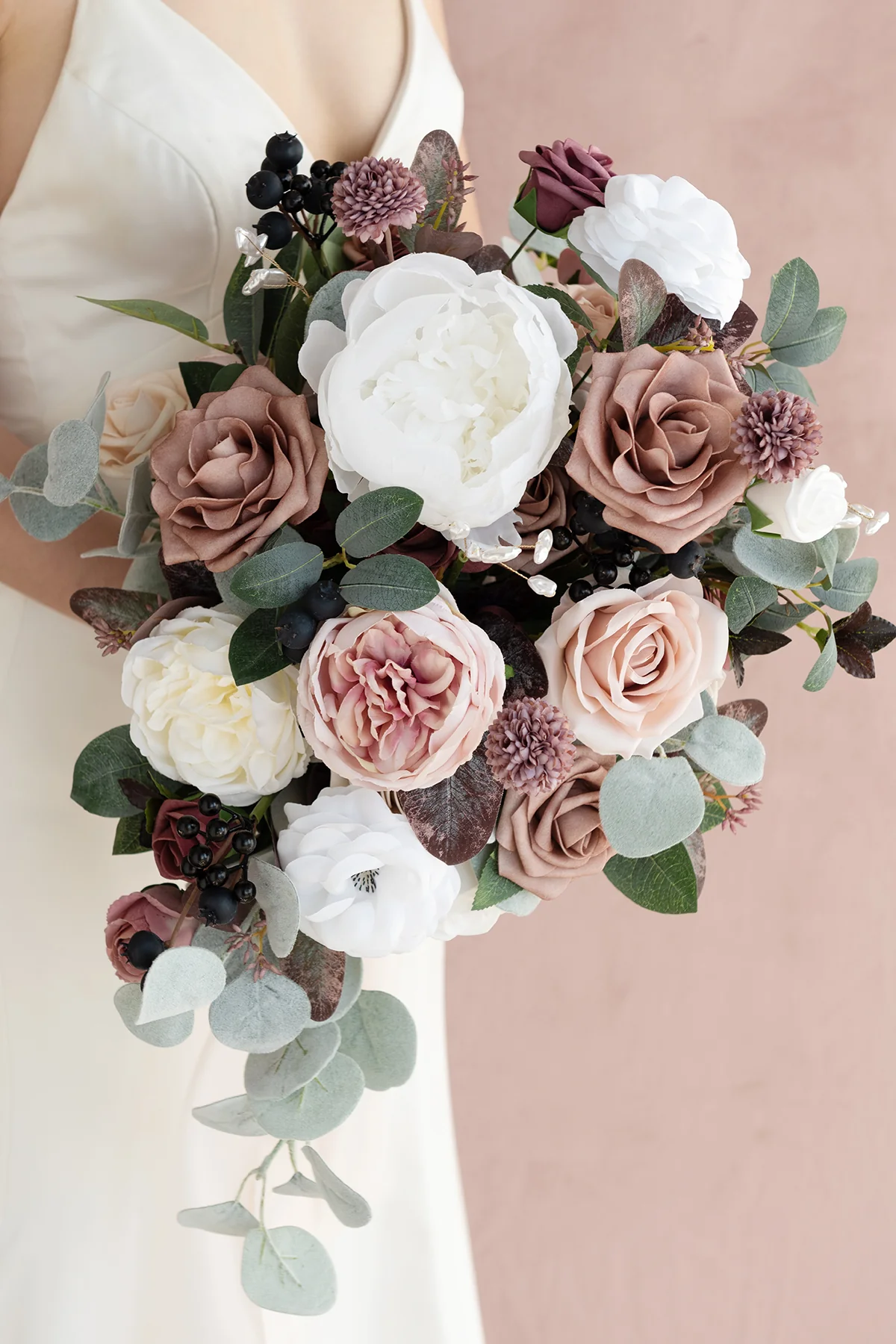 Medium Cascade Bridal Bouquet in Dusty Rose & Mauve - Image 5