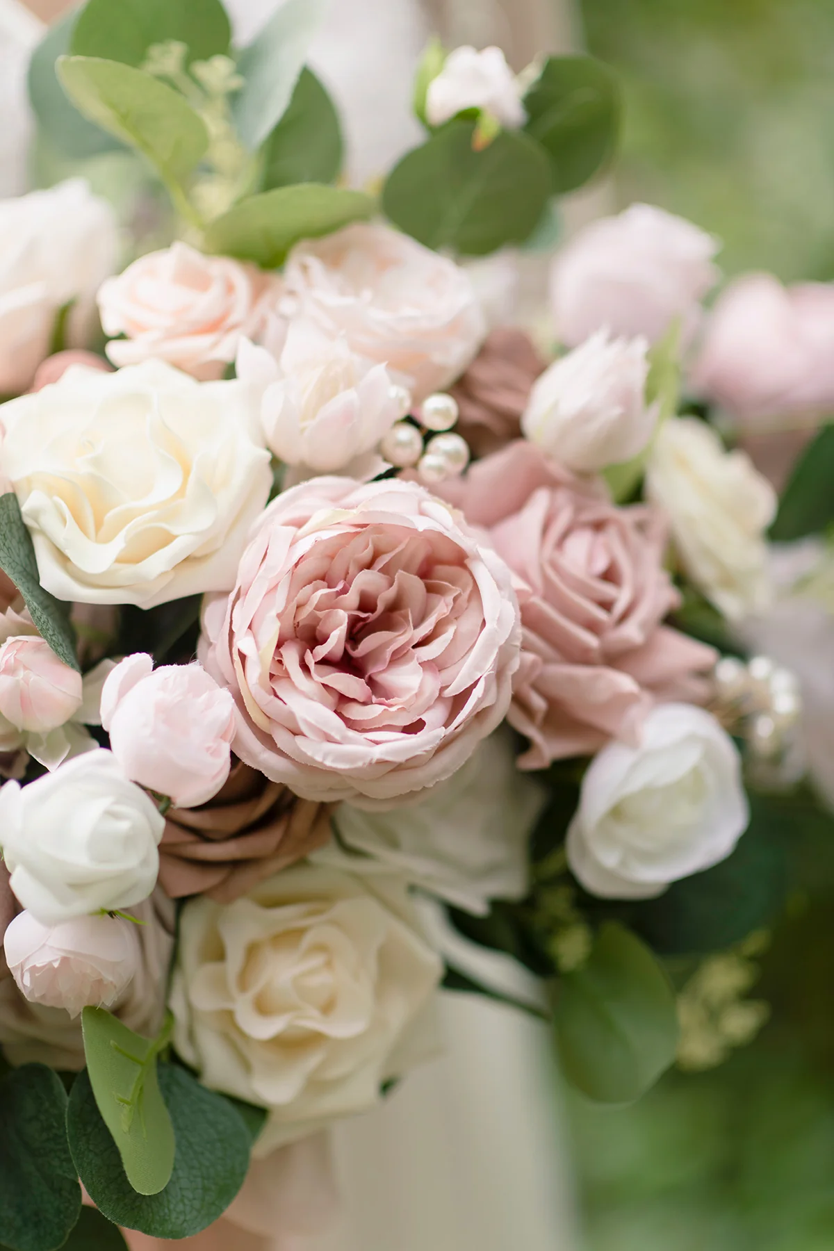 Medium Free-Form Bridal Bouquet in Dusty Rose & Cream - Image 5