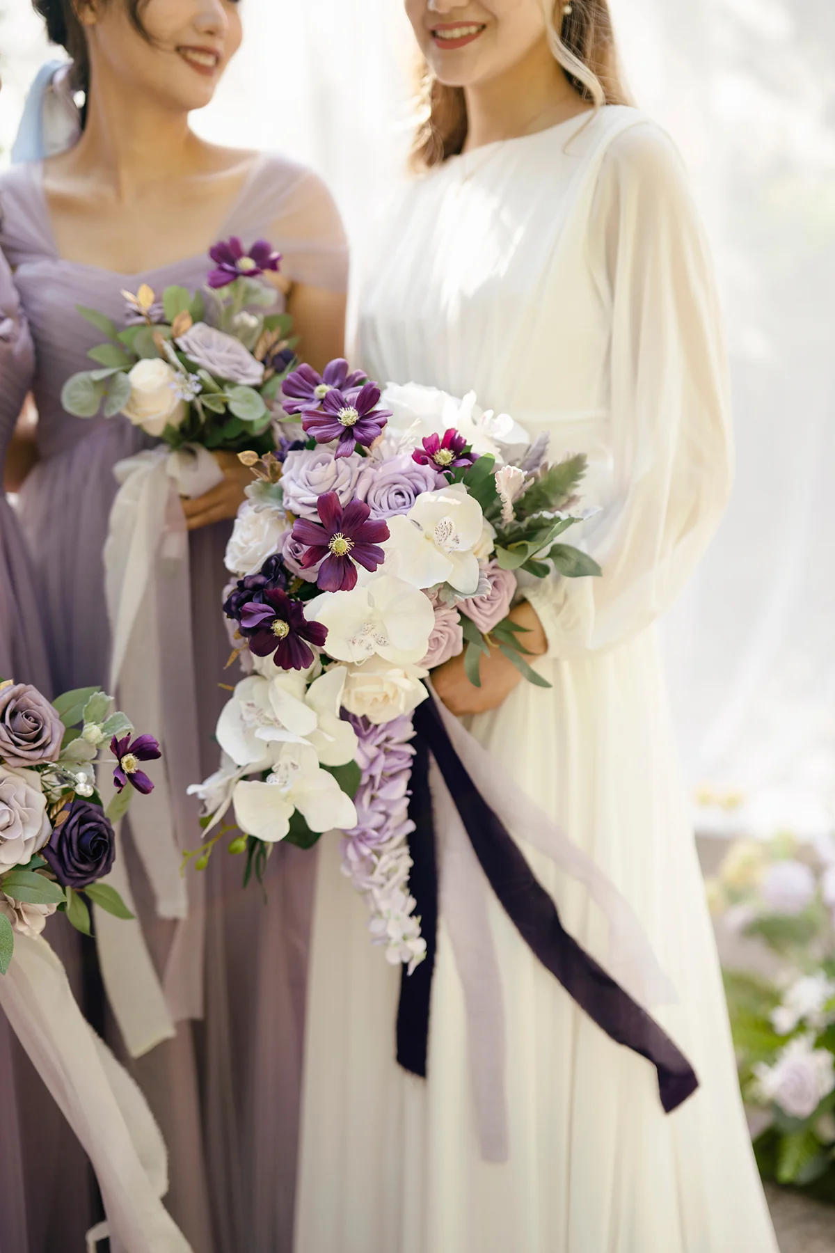 Small Cascade Bridal Bouquet in Lilac & Gold | Clearance