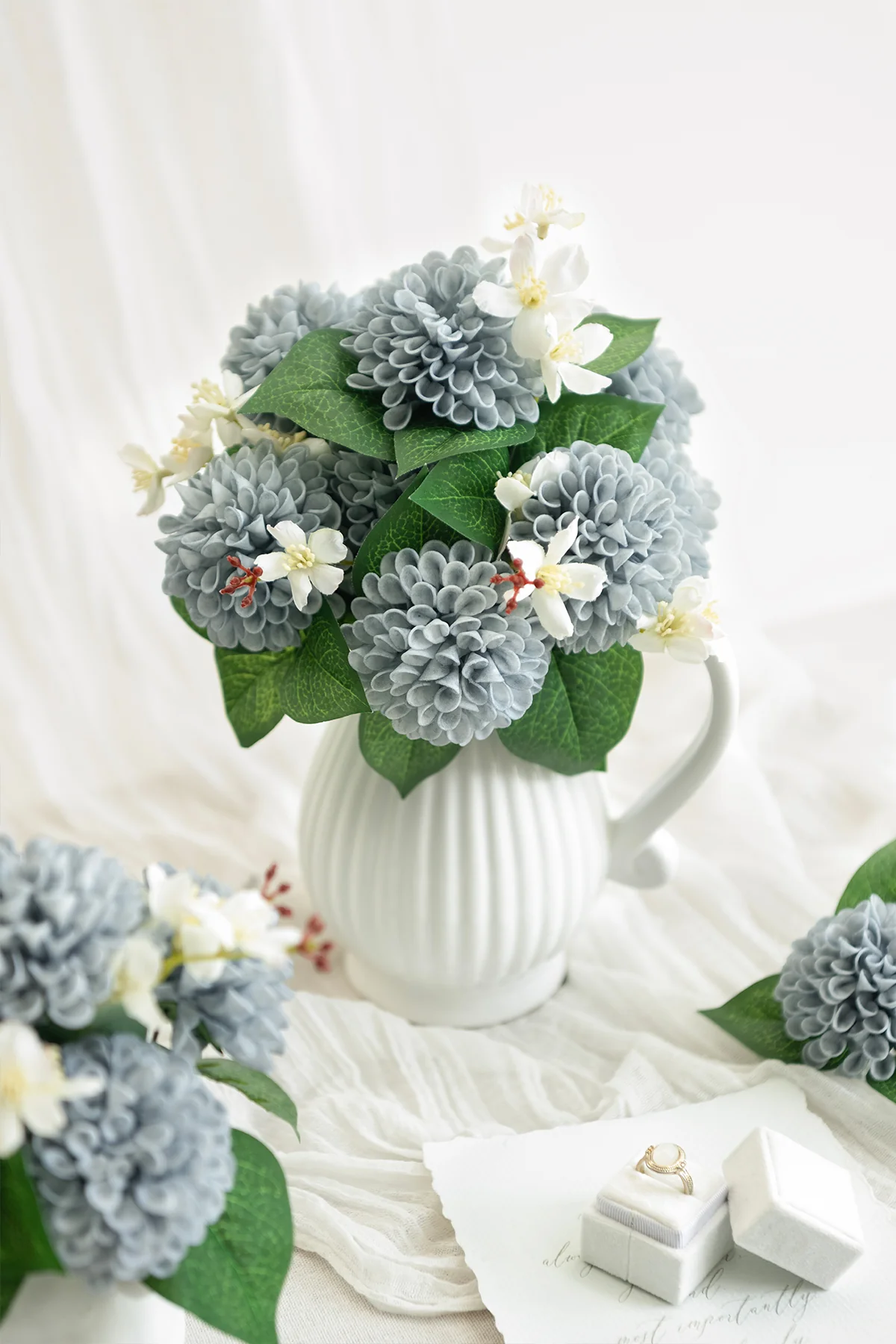 2.5" Foam Dahlia with Stem - Dusty Blue（25pcs） - Image 2