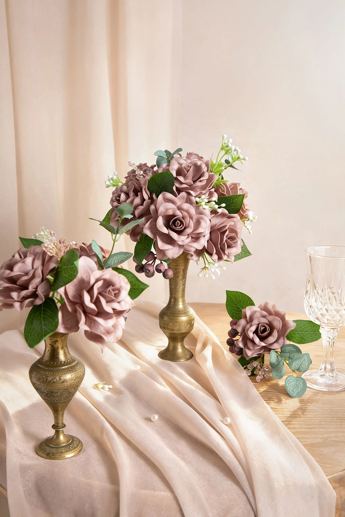 2.7" Foam Gardenia with Stem - Dusty Rose (25pcs) - Image 3