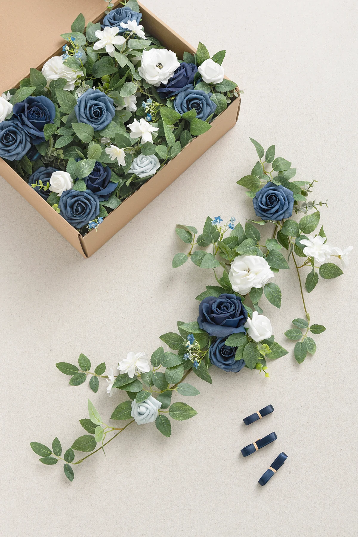 2ft Flower Garlands in Dusty Blue & Navy - Image 13