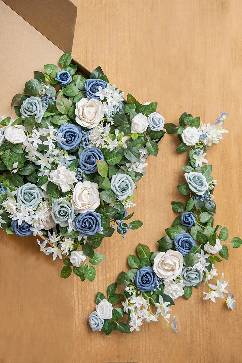 2ft Flower Garlands in Dusty Blue & Navy - Image 9