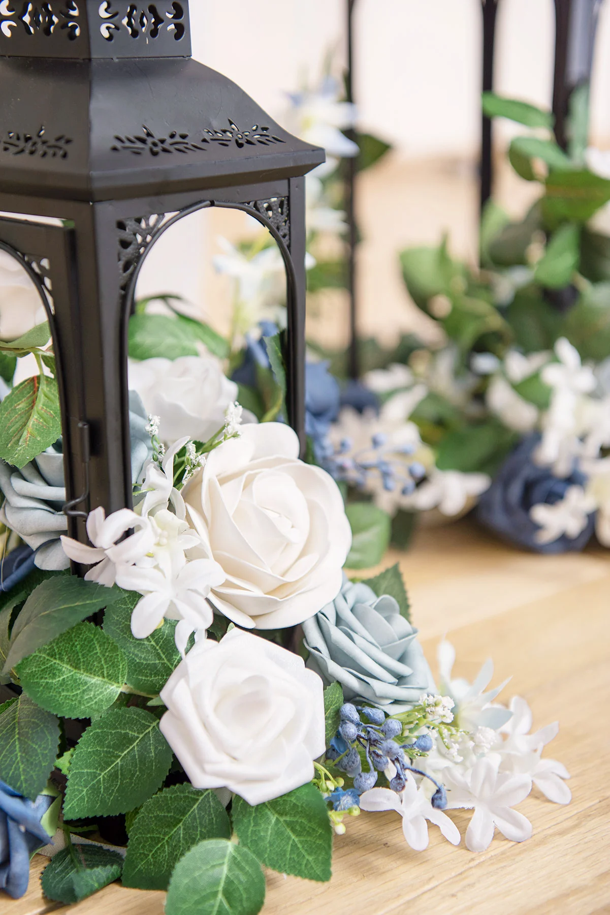 2ft Flower Garlands in Dusty Blue & Navy - Image 6