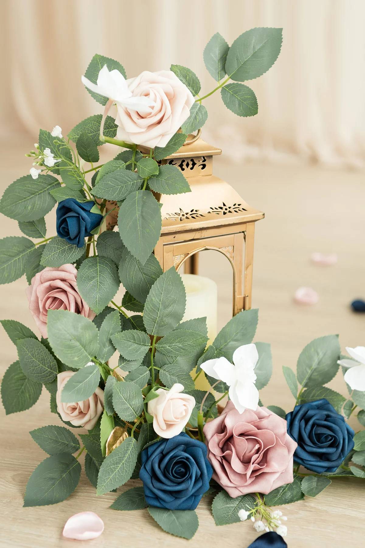 2ft Flower Garlands in Dusty Rose & Navy - Image 3
