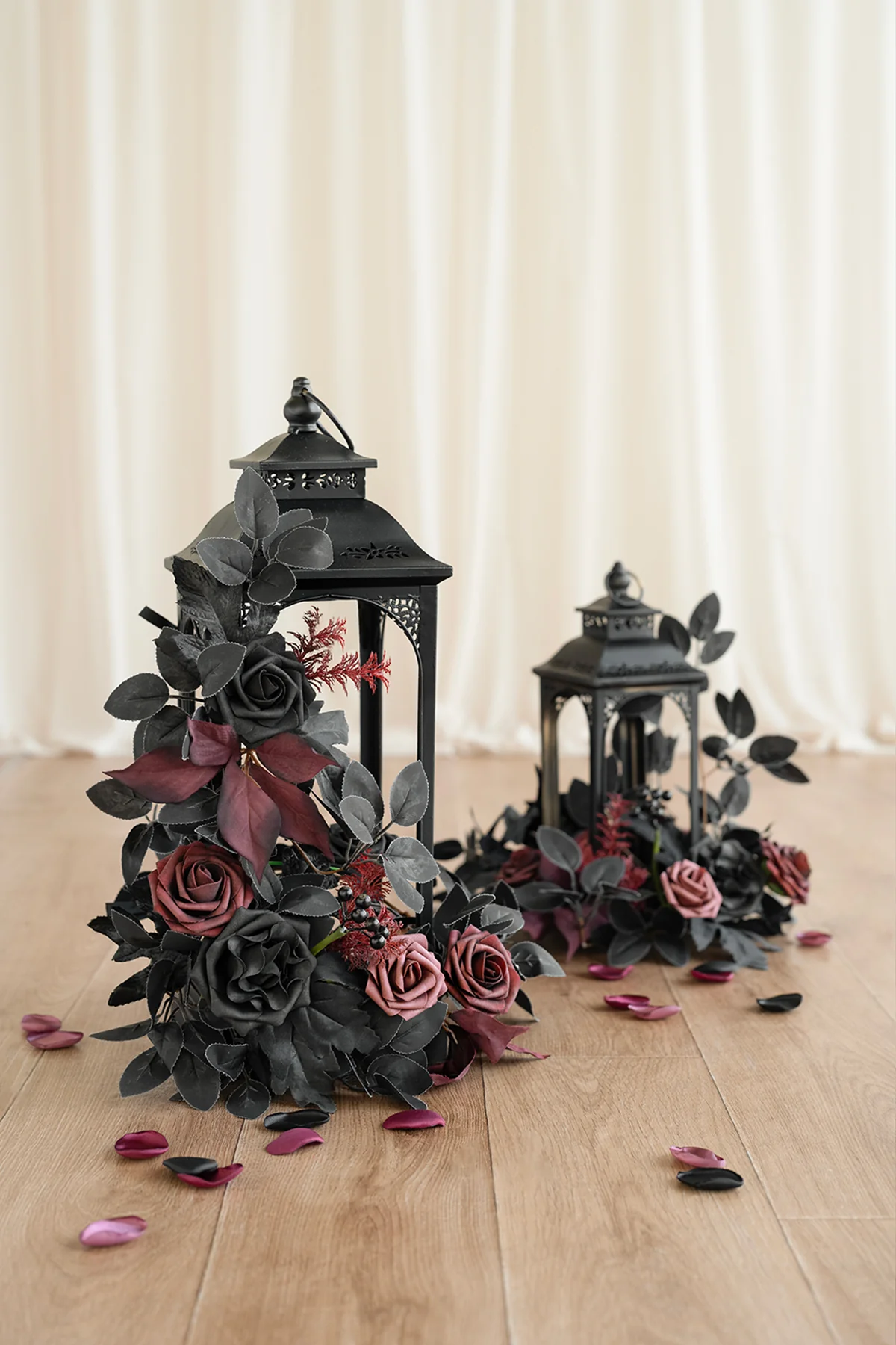 2ft Flower Garlands in Moody Burgundy & Black - Image 2