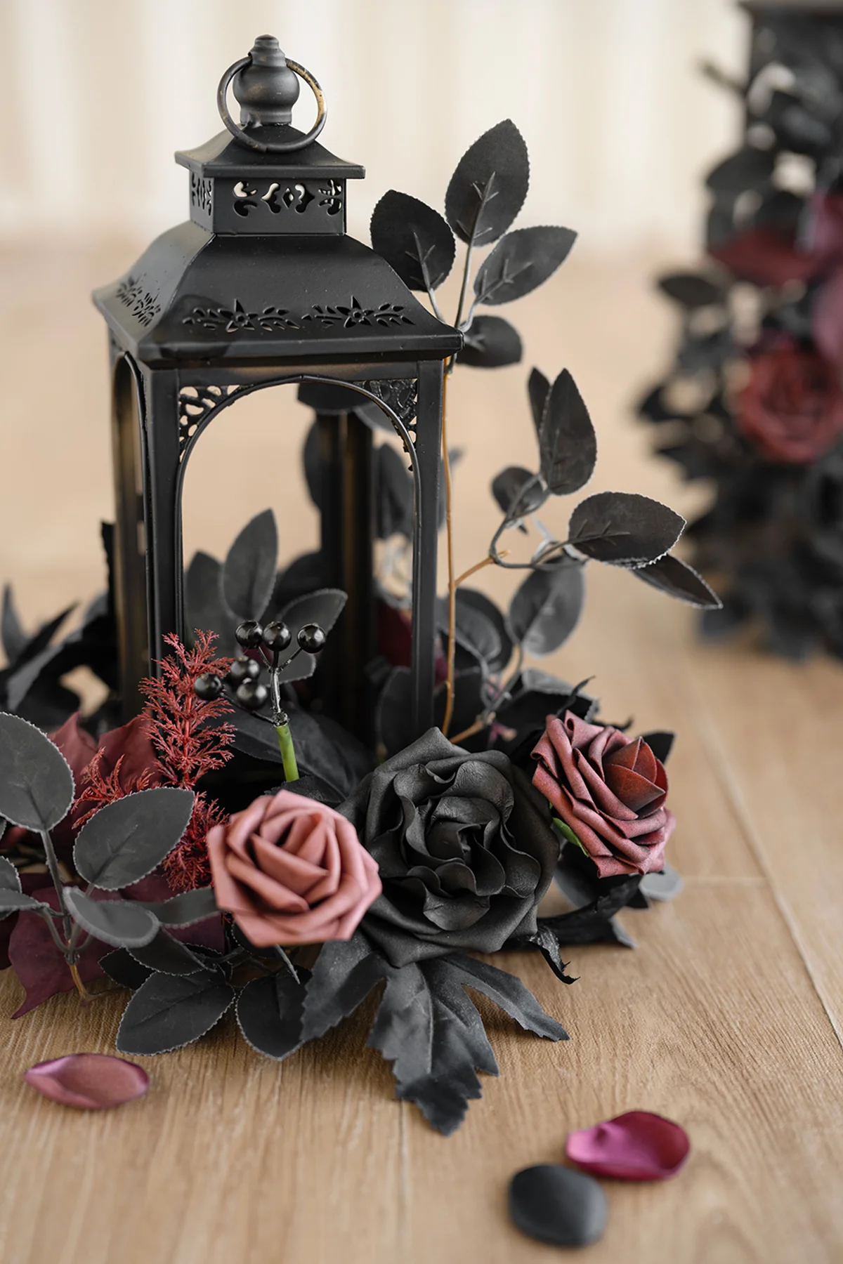 2ft Flower Garlands in Moody Burgundy & Black - Image 3