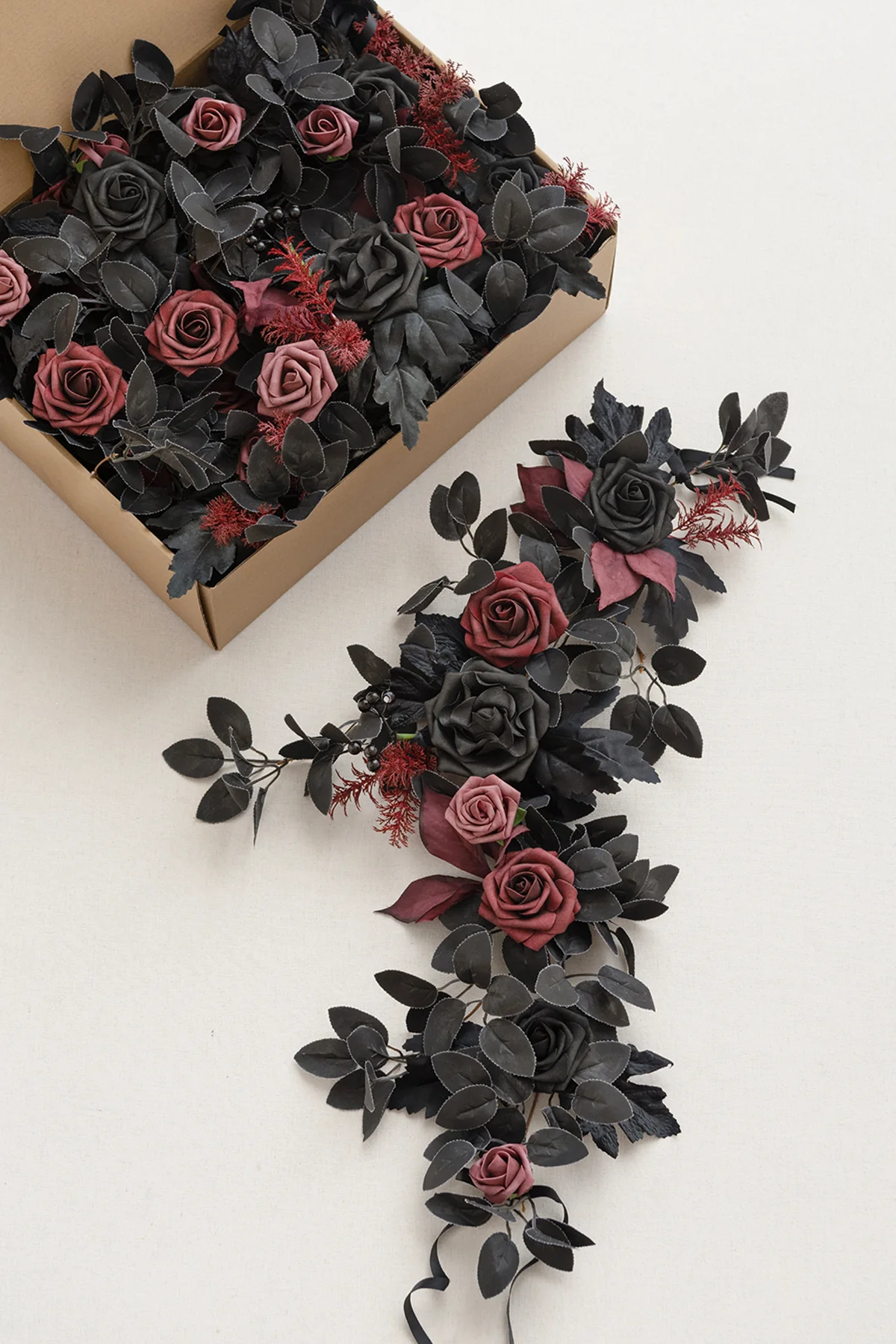 2ft Flower Garlands in Moody Burgundy & Black - Image 4