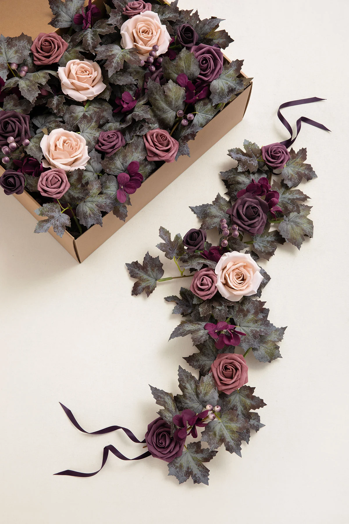 2ft Flower Garlands in Plum Velvet Wedding | Clearance - Image 4