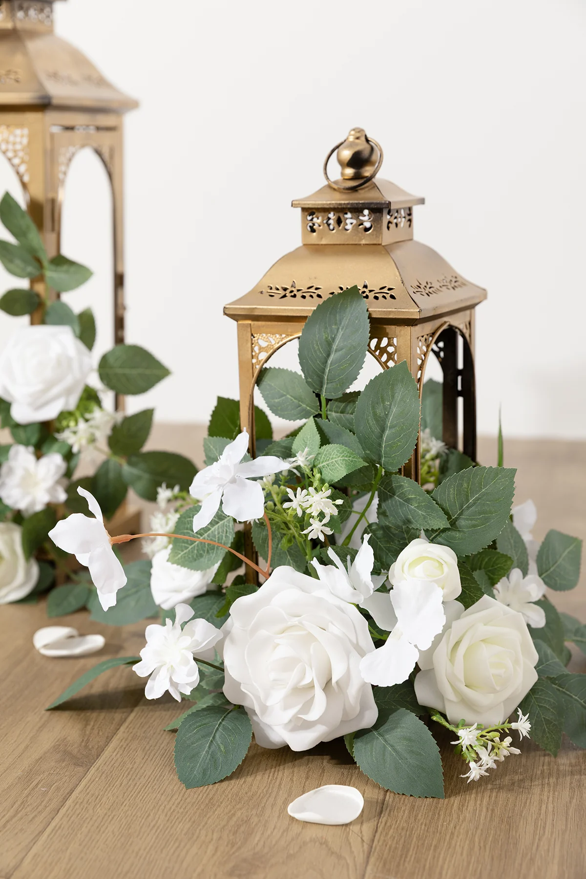 2ft Flower Garlands in White & Sage - Image 3