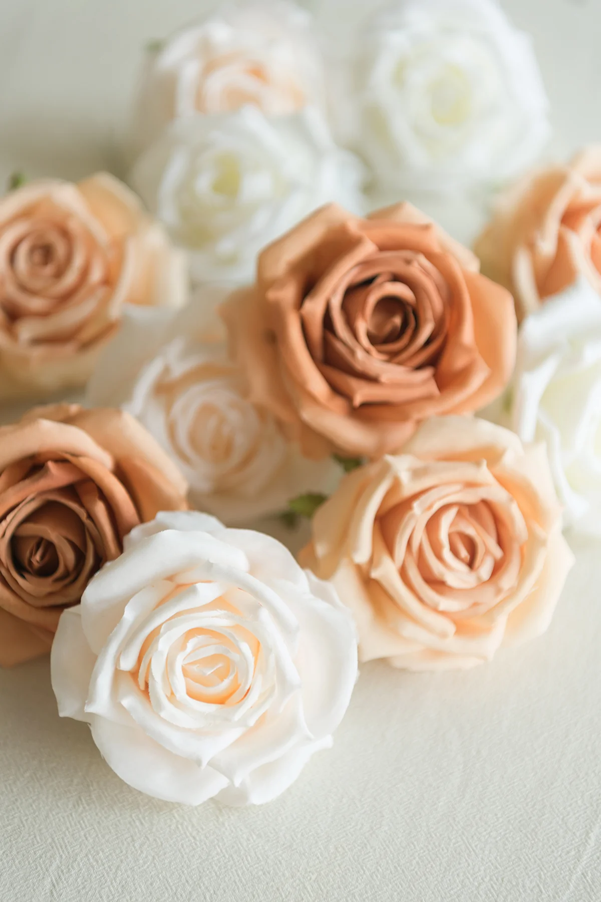 3.5" Silk Vendela Rose with Stem - Cream & Orange Clay - Image 5