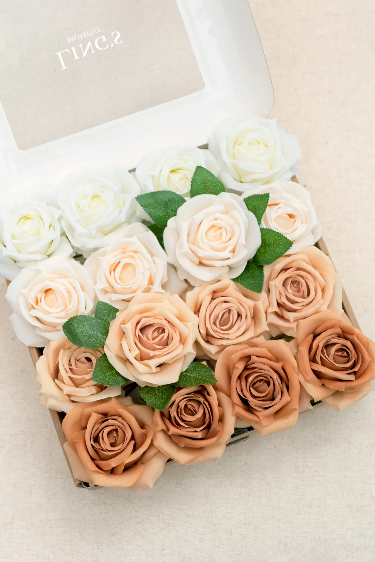 3.5" Silk Vendela Rose with Stem in Ivory & Orange Clay