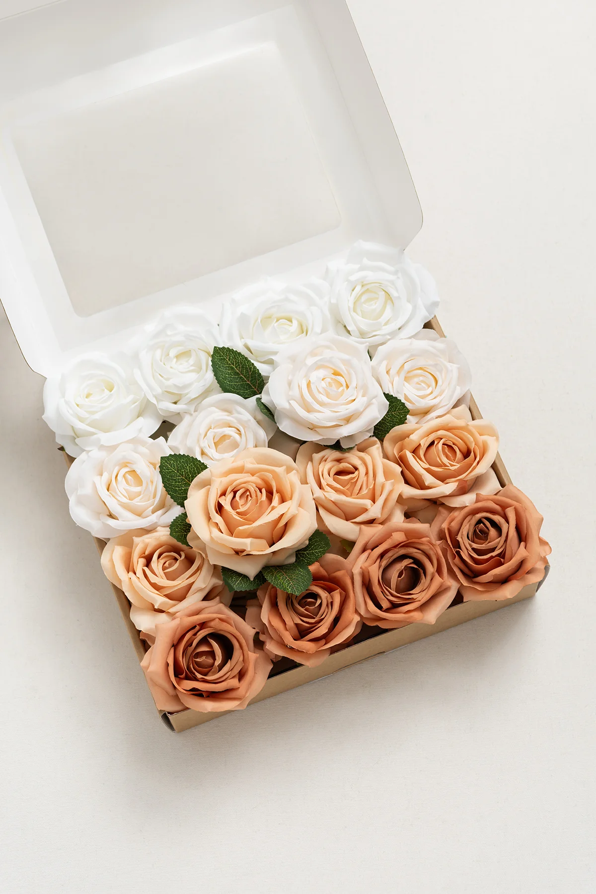 3.5" Silk Vendela Rose with Stem in Ivory & Orange Clay - Image 3