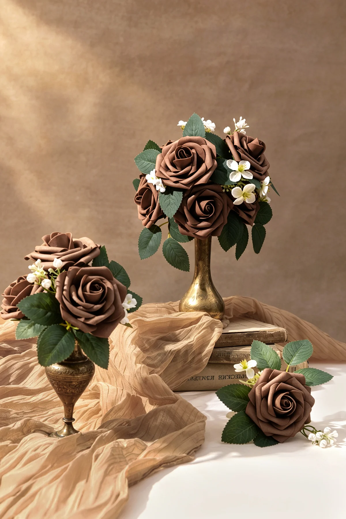 3" Foam Rose with Stem - Earth Brown (25pcs) - Image 2