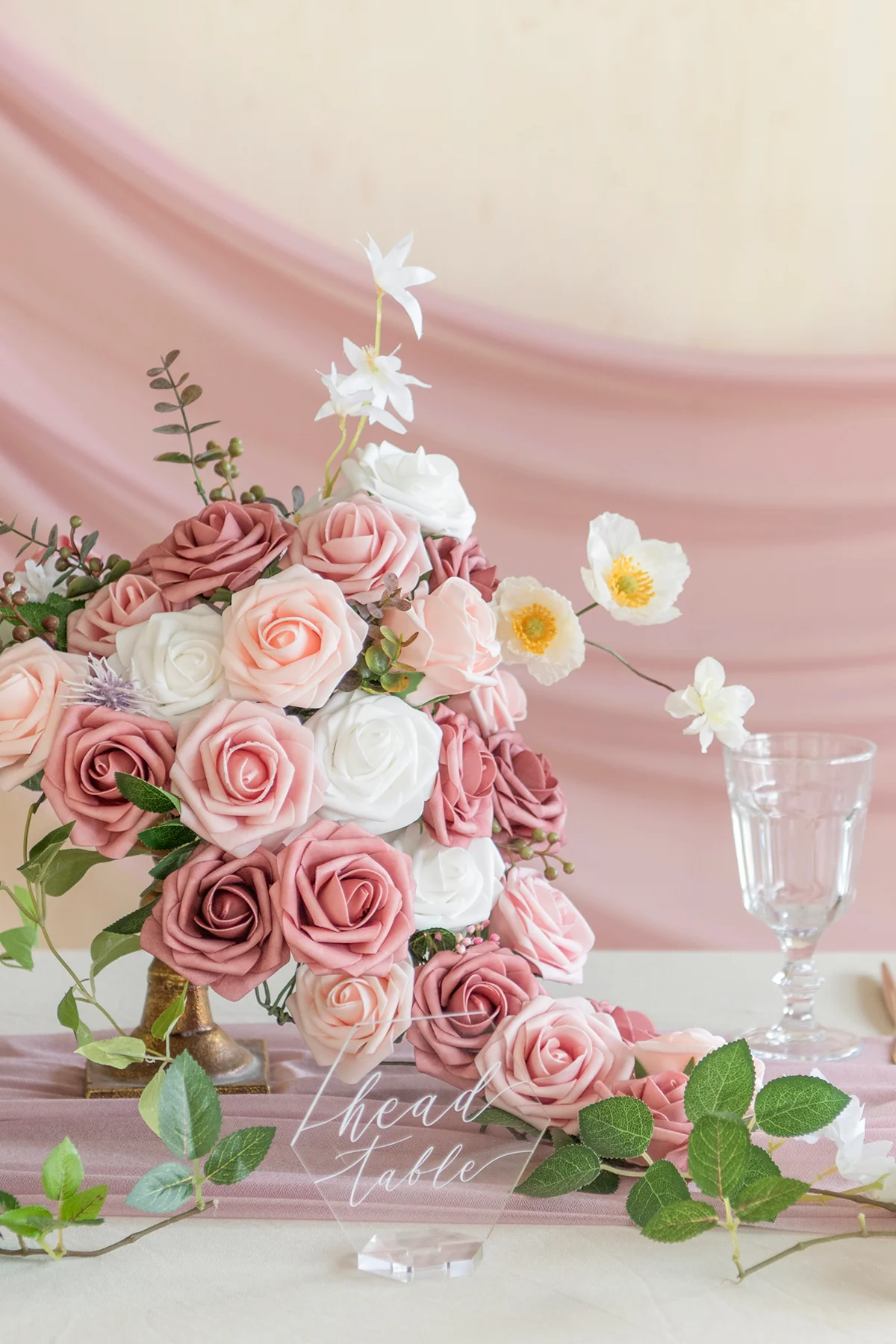 3" Foam Rose with Stem - Shades of Dusty Rose (25pcs) - Image 2
