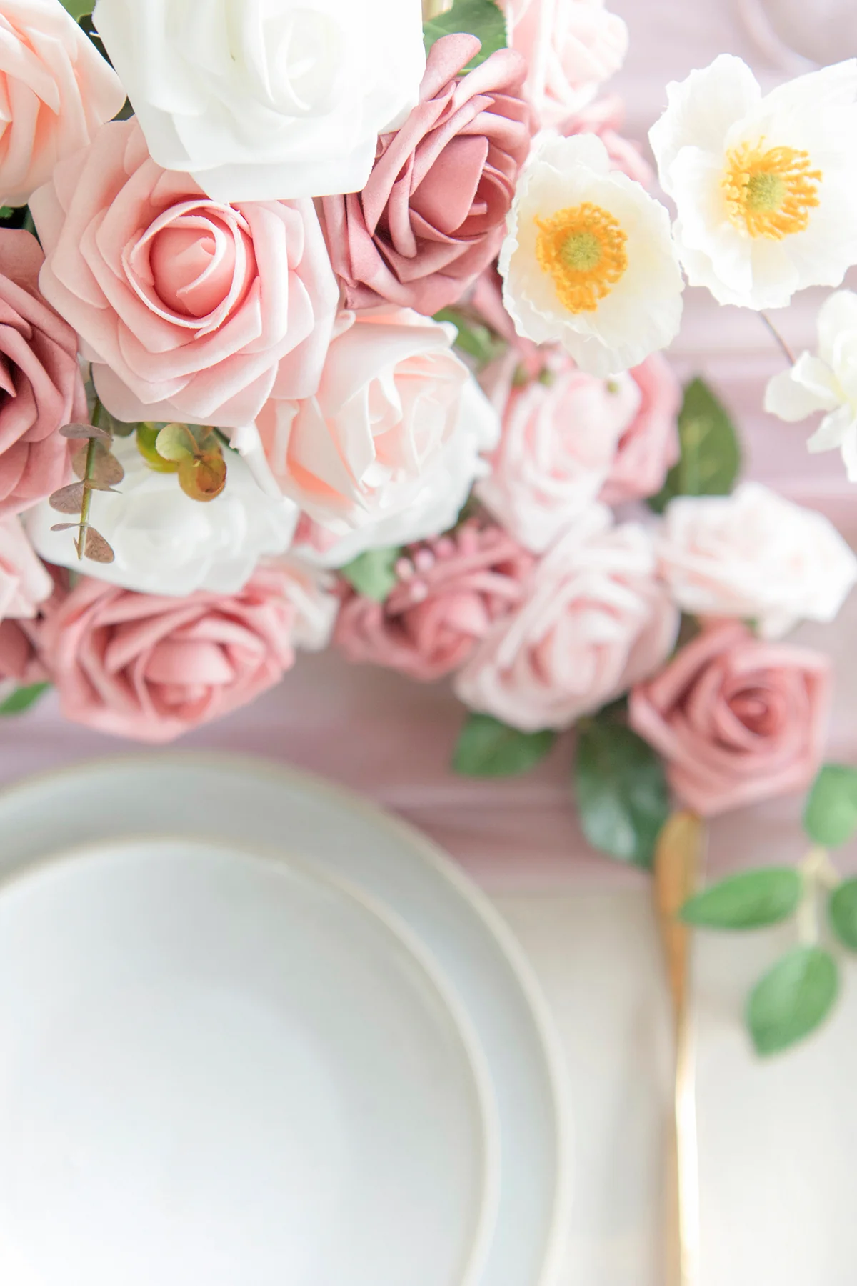 3" Foam Rose with Stem - Shades of Dusty Rose (25pcs) - Image 4