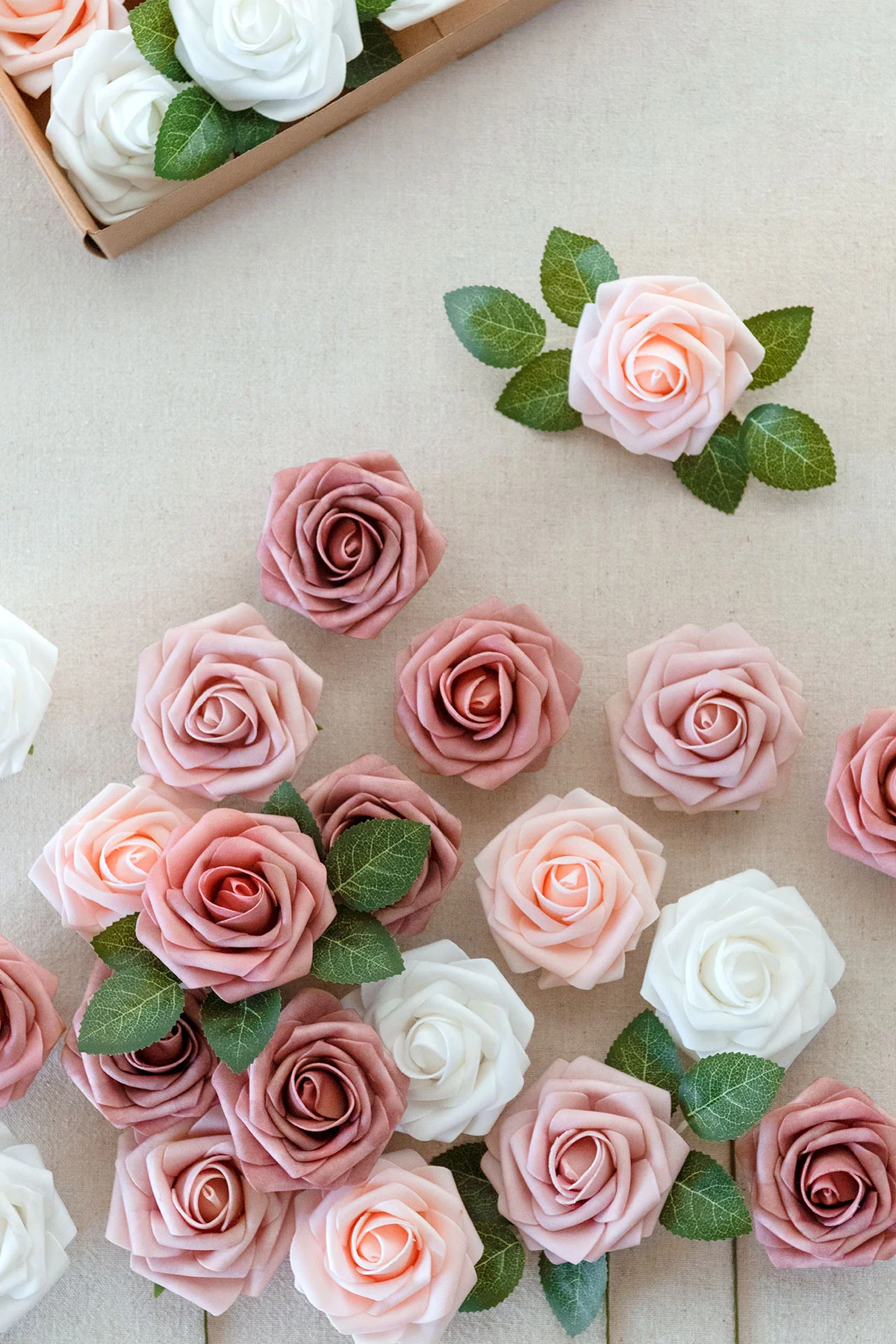 3" Foam Rose with Stem - Shades of Dusty Rose (25pcs) - Image 5
