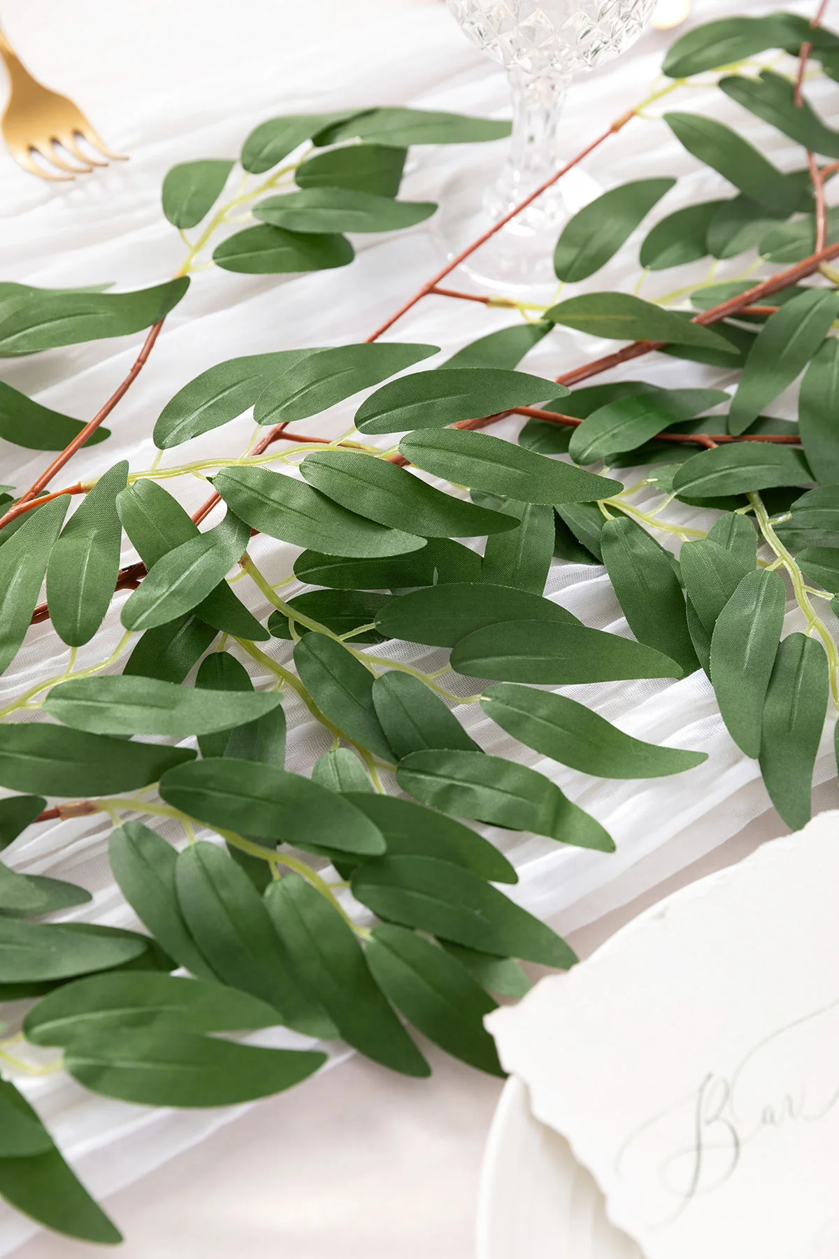 5.9ft Willow Leaf Greenery Garland - Dark Green - Image 4