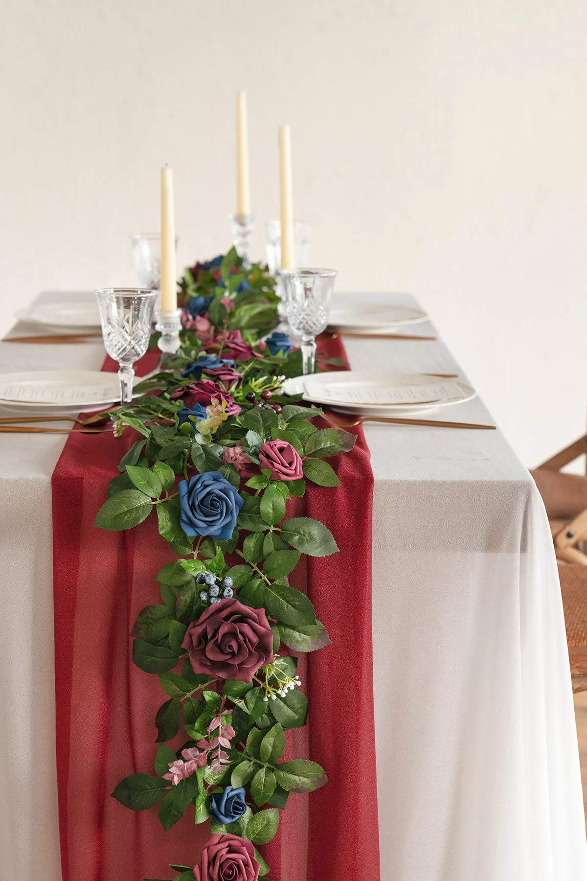5ft Flower Garland in Burgundy & Navy | Clearance - Image 2