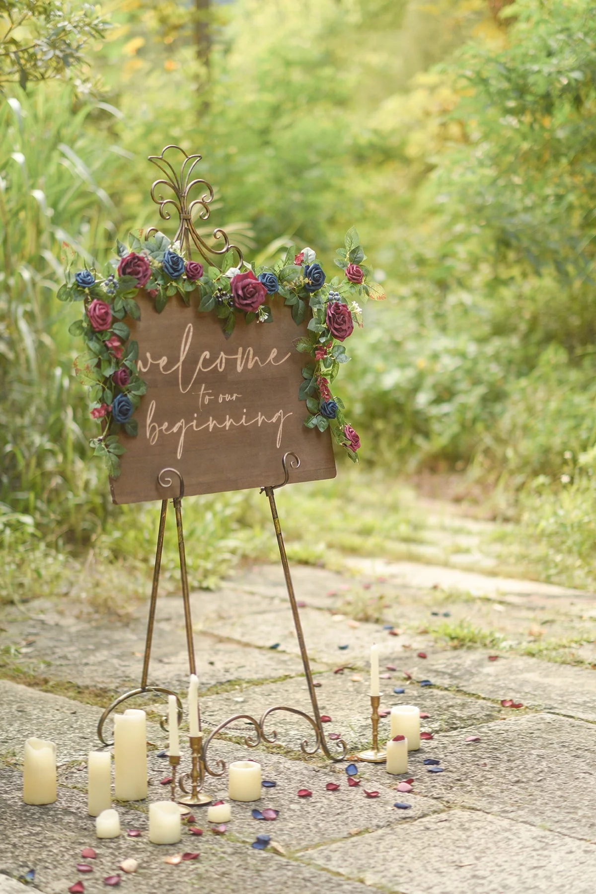 5ft Flower Garland in Burgundy & Navy | Clearance - Image 4
