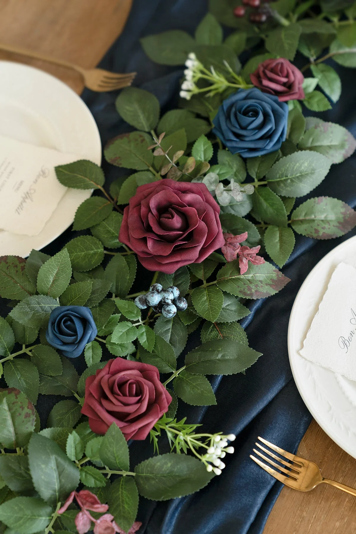 5ft Flower Garland in Burgundy & Navy | Clearance - Image 5