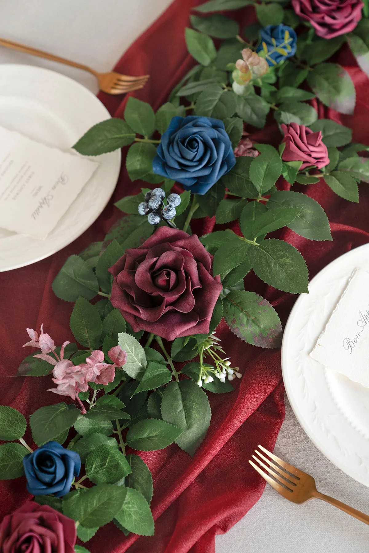 5ft Flower Garland in Burgundy & Navy | Clearance - Image 6