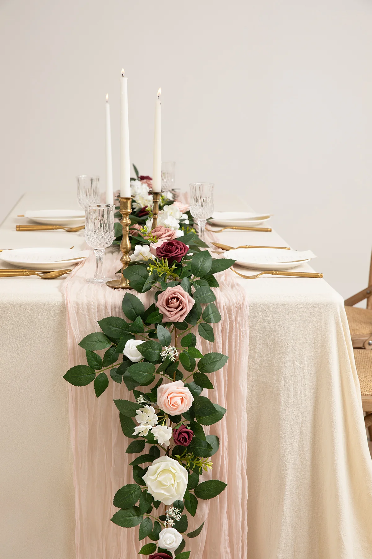 5ft Flower Garlands in Dusty Rose & Cream - Image 2