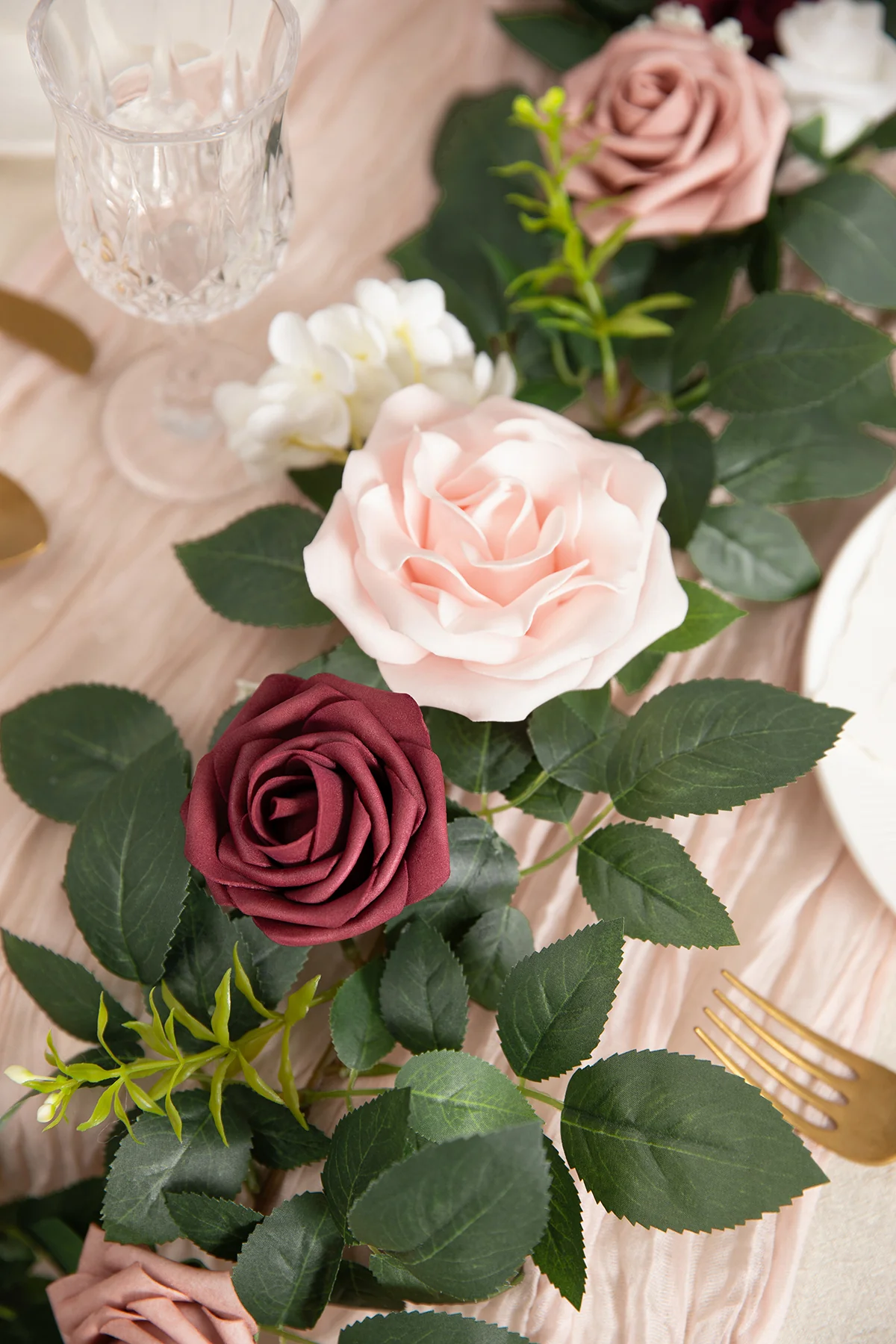 5ft Flower Garlands in Dusty Rose & Cream - Image 3
