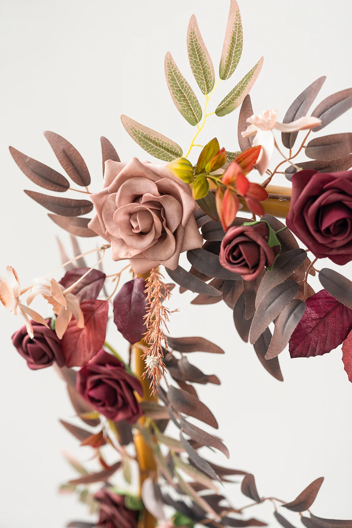 5ft Rose Leaf Flower Garland in Burgundy & Dusty Rose | Clearance - Image 3