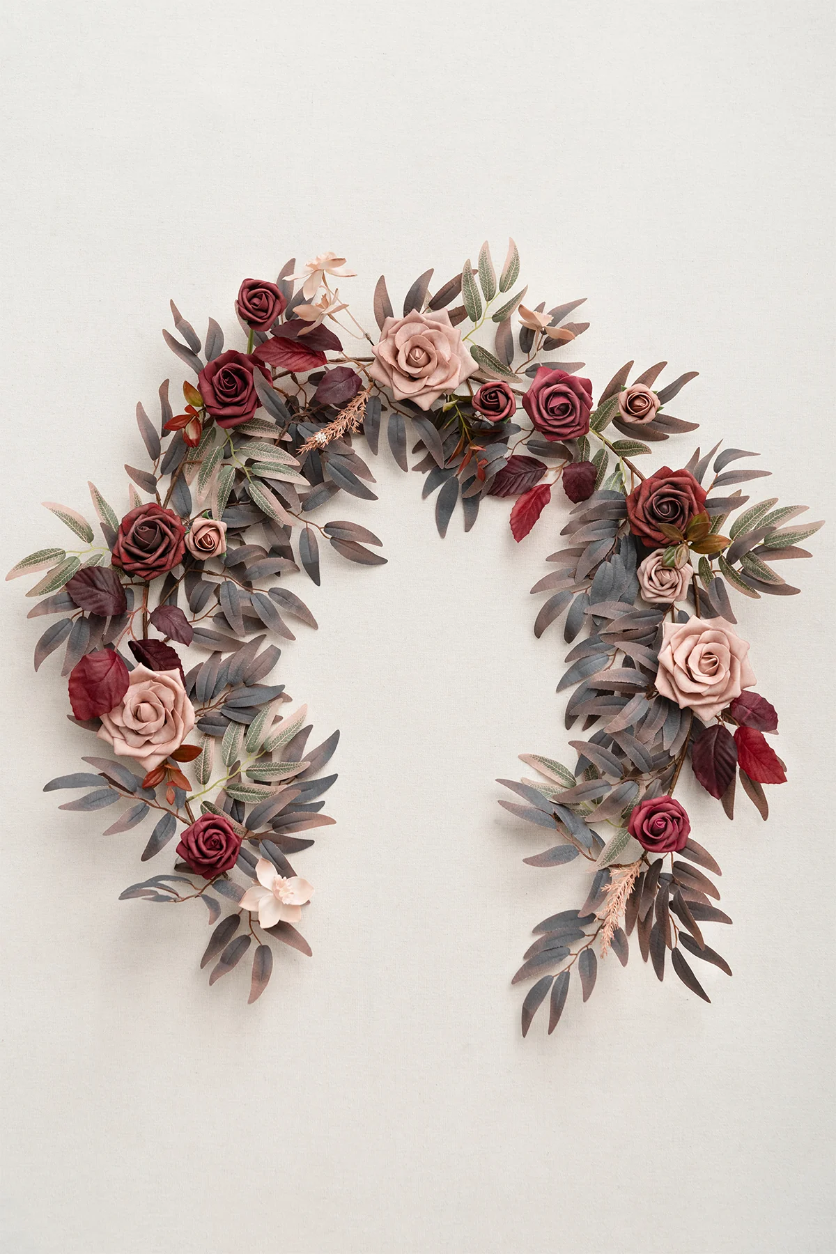 5ft Rose Leaf Flower Garland in Burgundy & Dusty Rose | Clearance - Image 4
