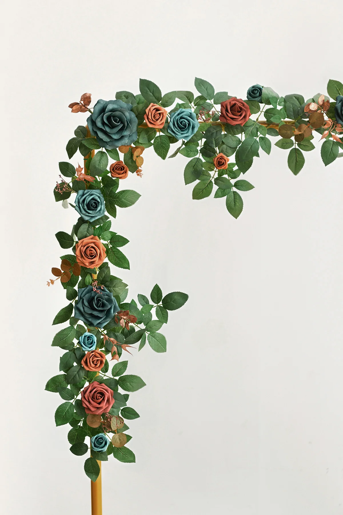 5ft Rose Leaf Flower Garland in Dark Teal & Burnt Orange - Image 2