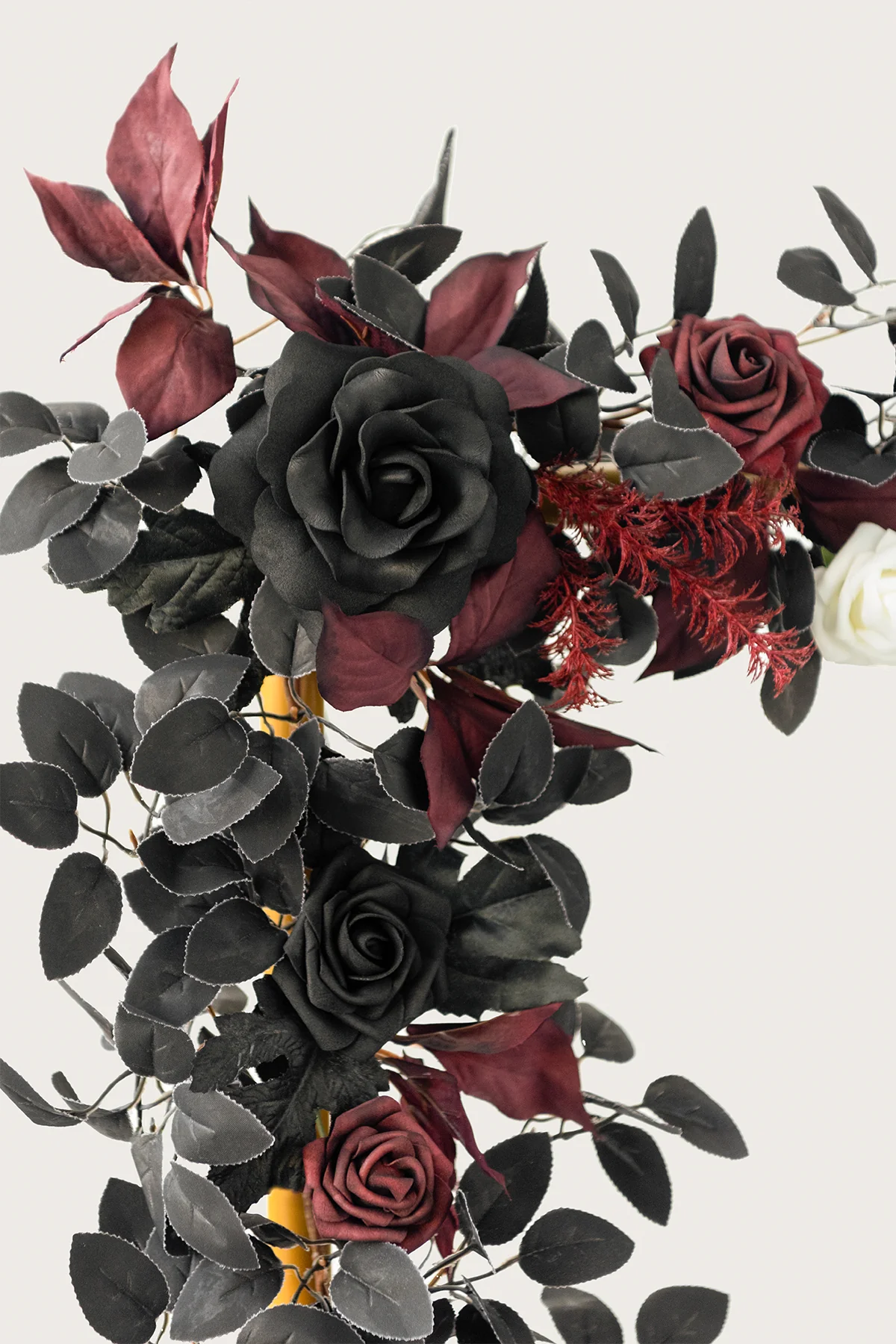 5ft Rose Leaf Flower Garland in Moody Burgundy & Black - Image 3