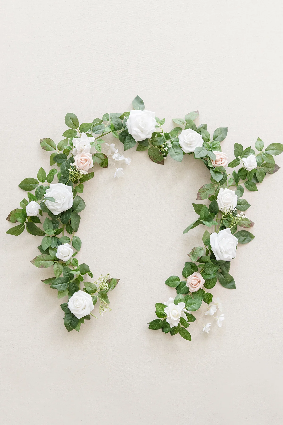 5ft Flower Garland in White & Sage - Image 4