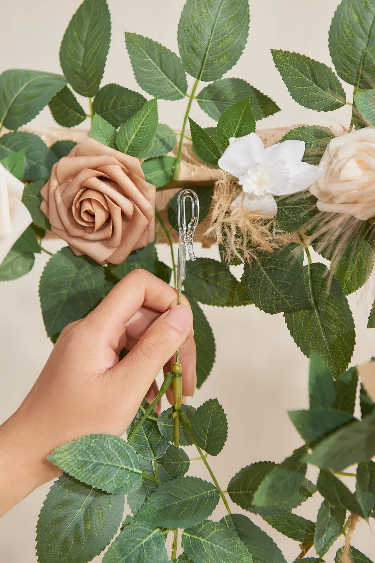 6.5ft Flower Garland in Beige & Sage | Clearance - Image 4