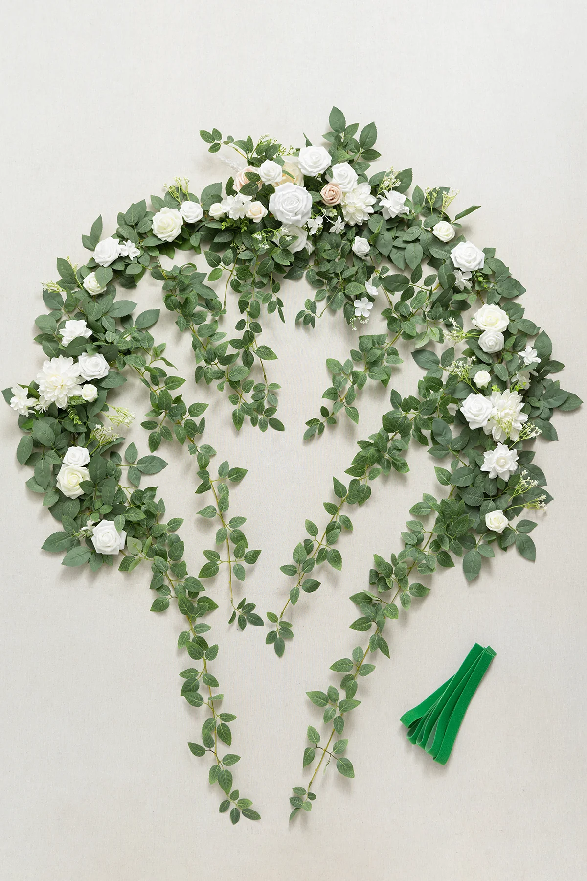 6.5ft Flower Garland in White Sage & pink - Image 5