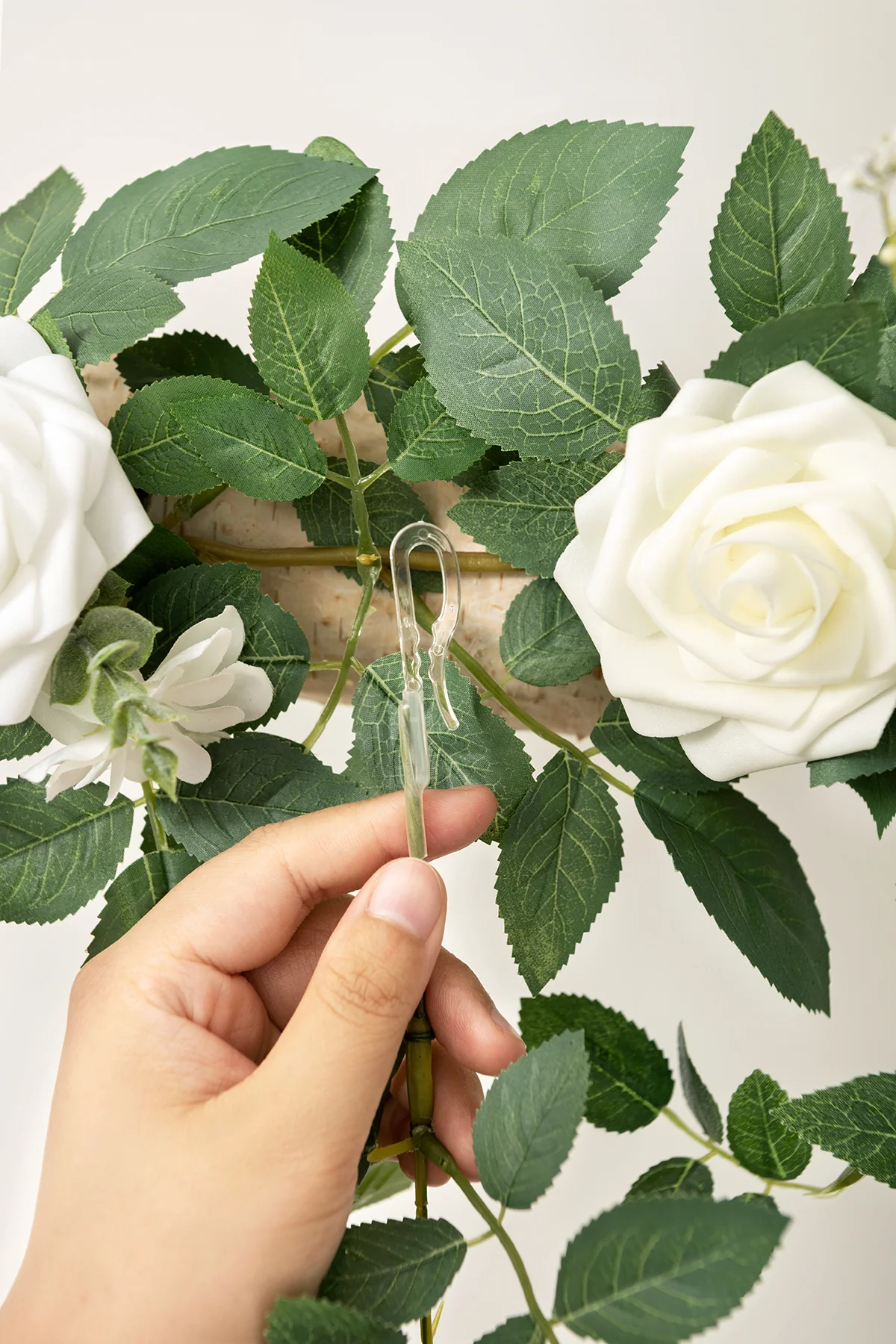 6.5ft Flower Garland in White Sage & pink (6.5ft ) - Image 3
