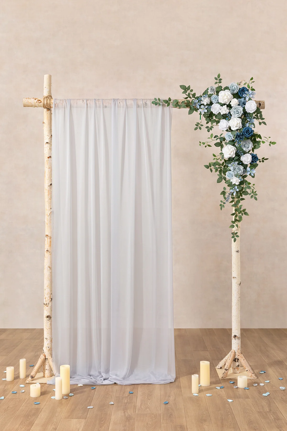 6.5ft Flower Garland with Hanging Vines in Dusty Blue & Dutch Blue - Image 2