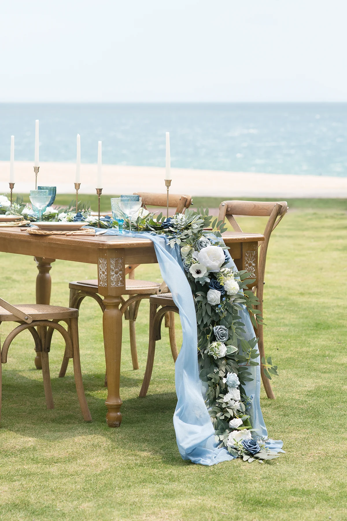 6ft Flower Garland in Dusty Blue & Navy | Clearance - Image 2