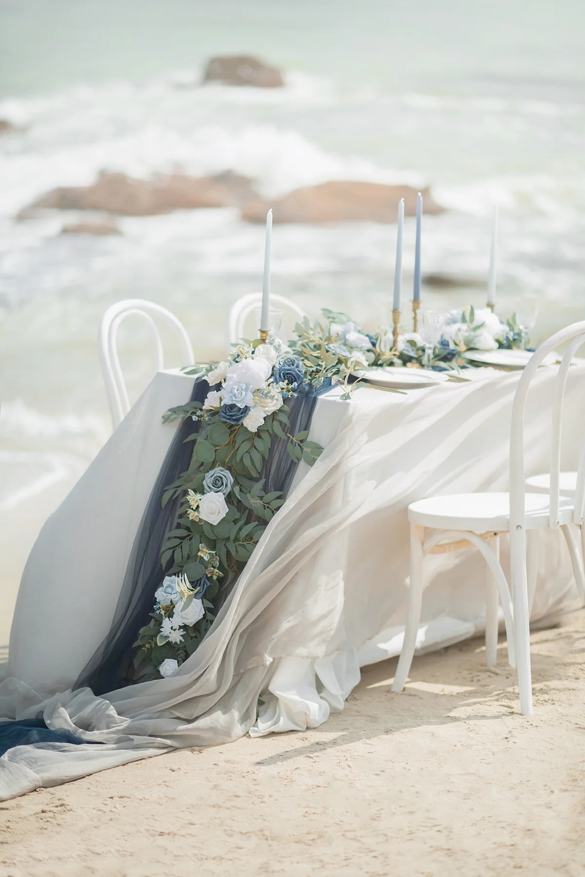 6ft Flower Garland in Dusty Blue & Navy | Clearance - Image 3