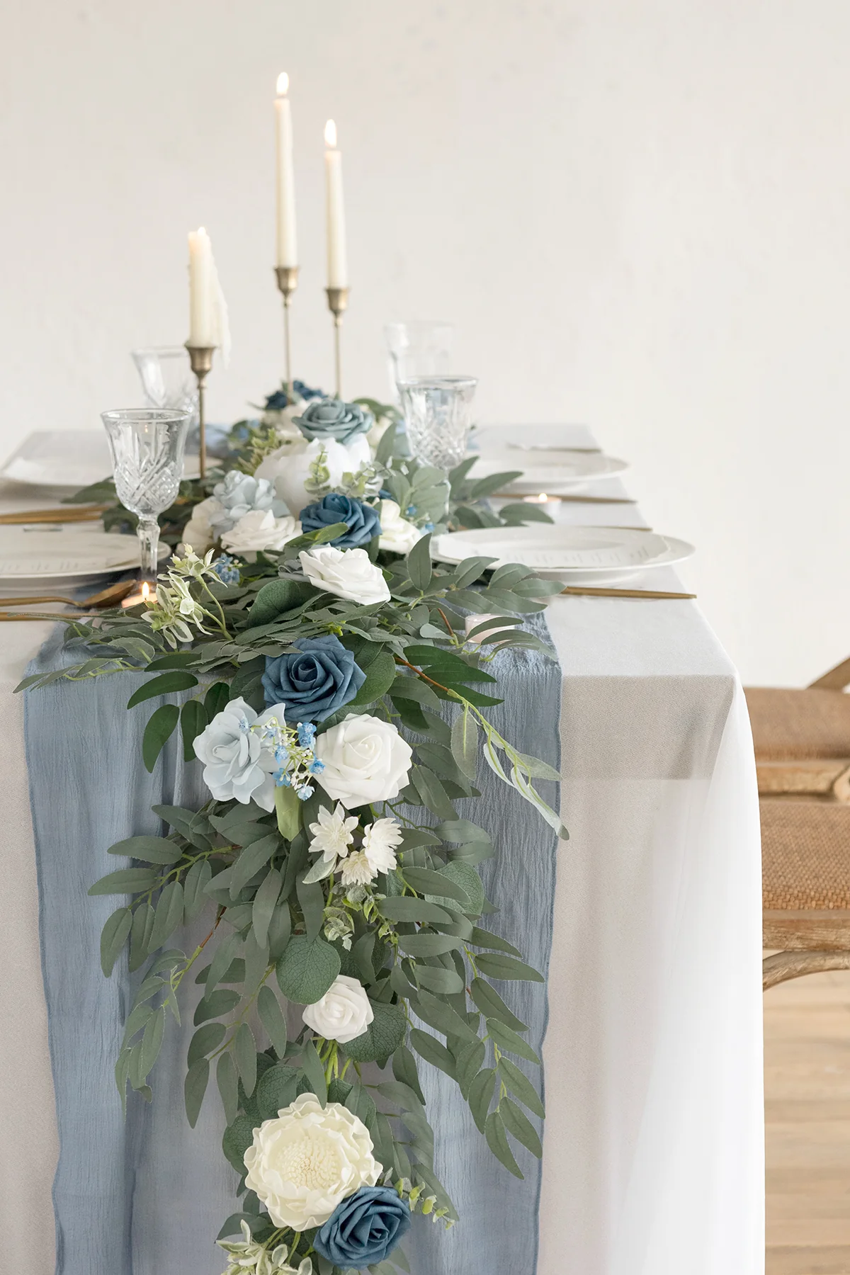 6ft Flower Garland in Dusty Blue & Navy | Clearance - Image 4