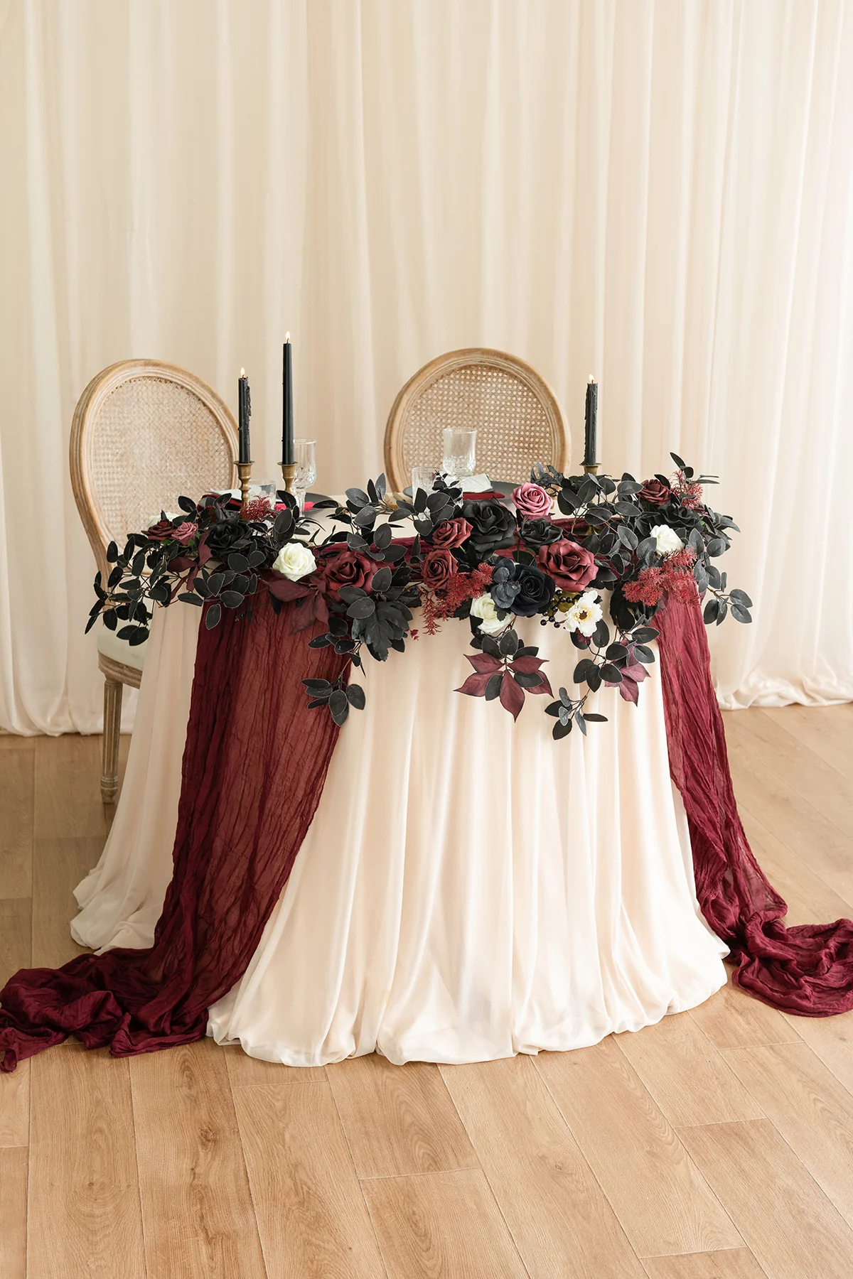 6ft Flower Garland in Moody Burgundy & Black | Clearance - Image 3