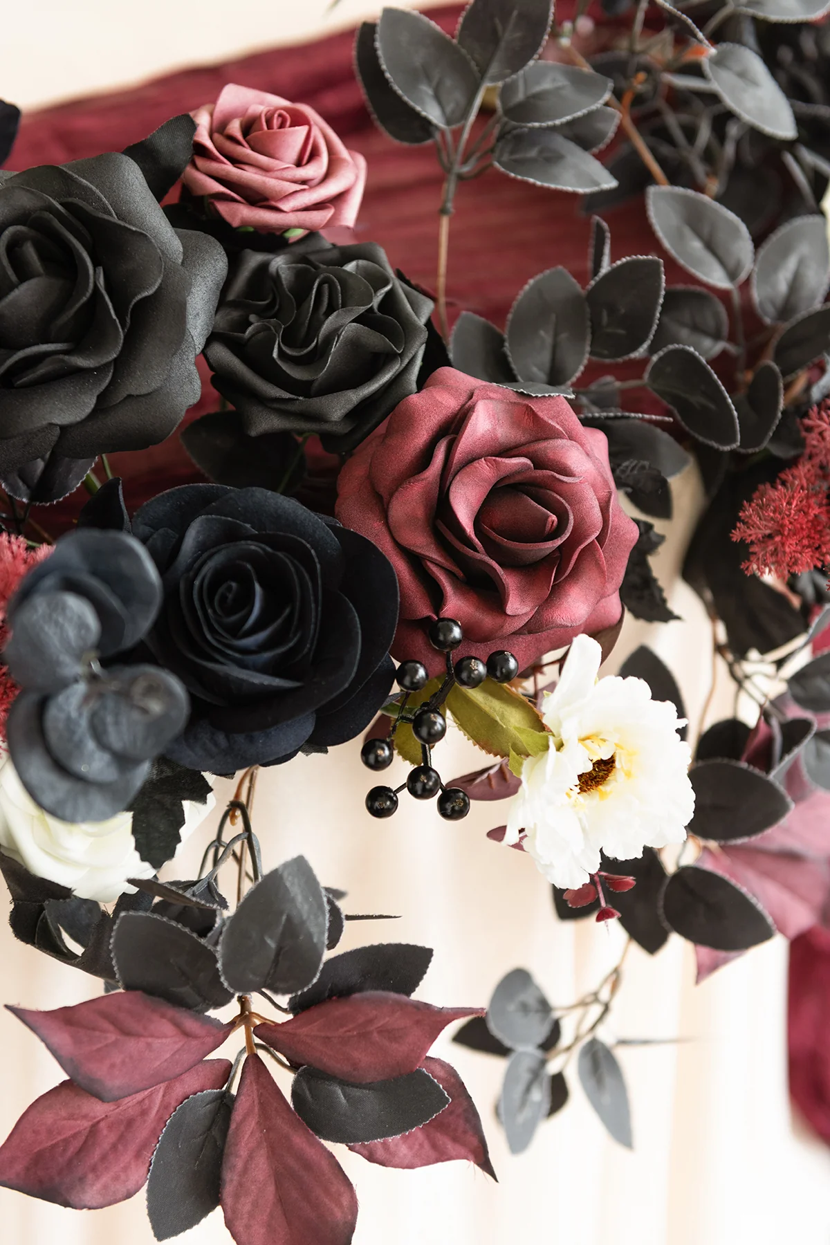 6ft Flower Garland in Moody Burgundy & Black | Clearance - Image 6