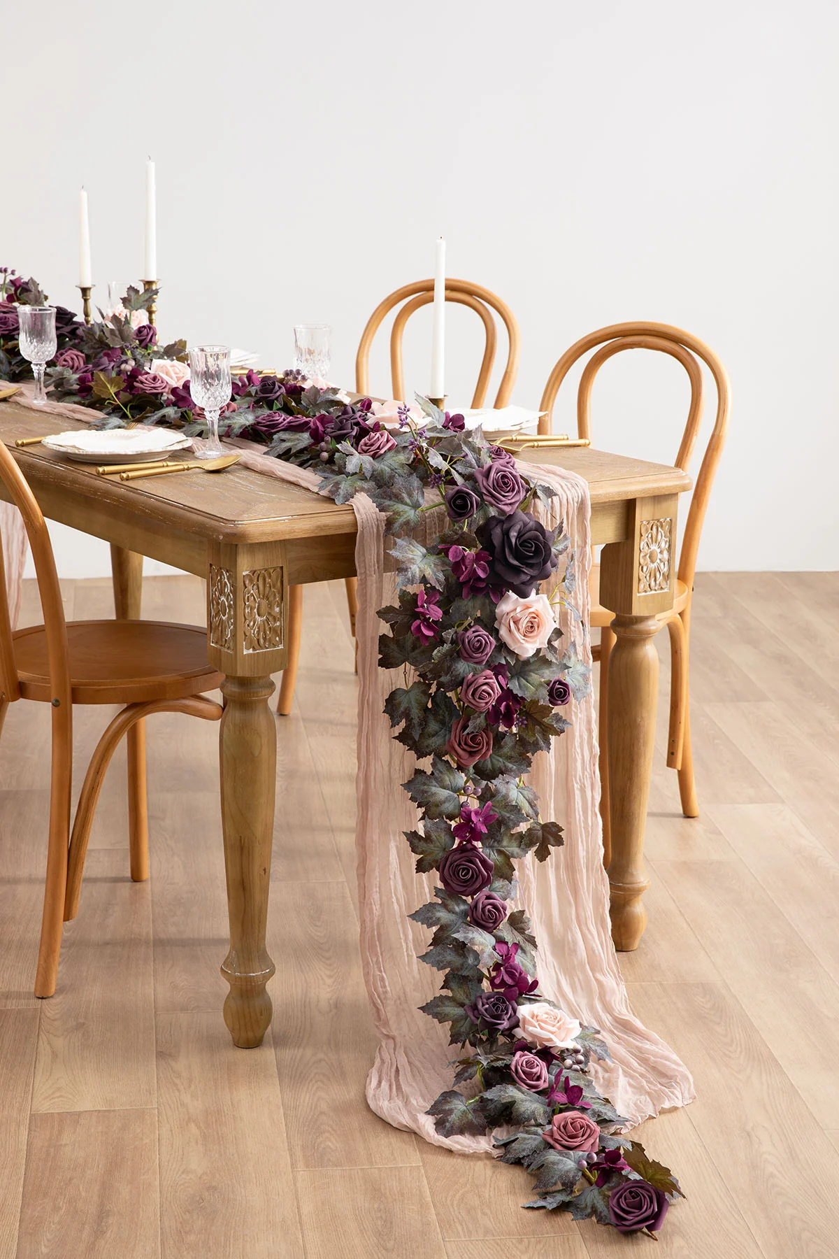 6ft Flower Garland in Plum Velvet Wedding - Image 2