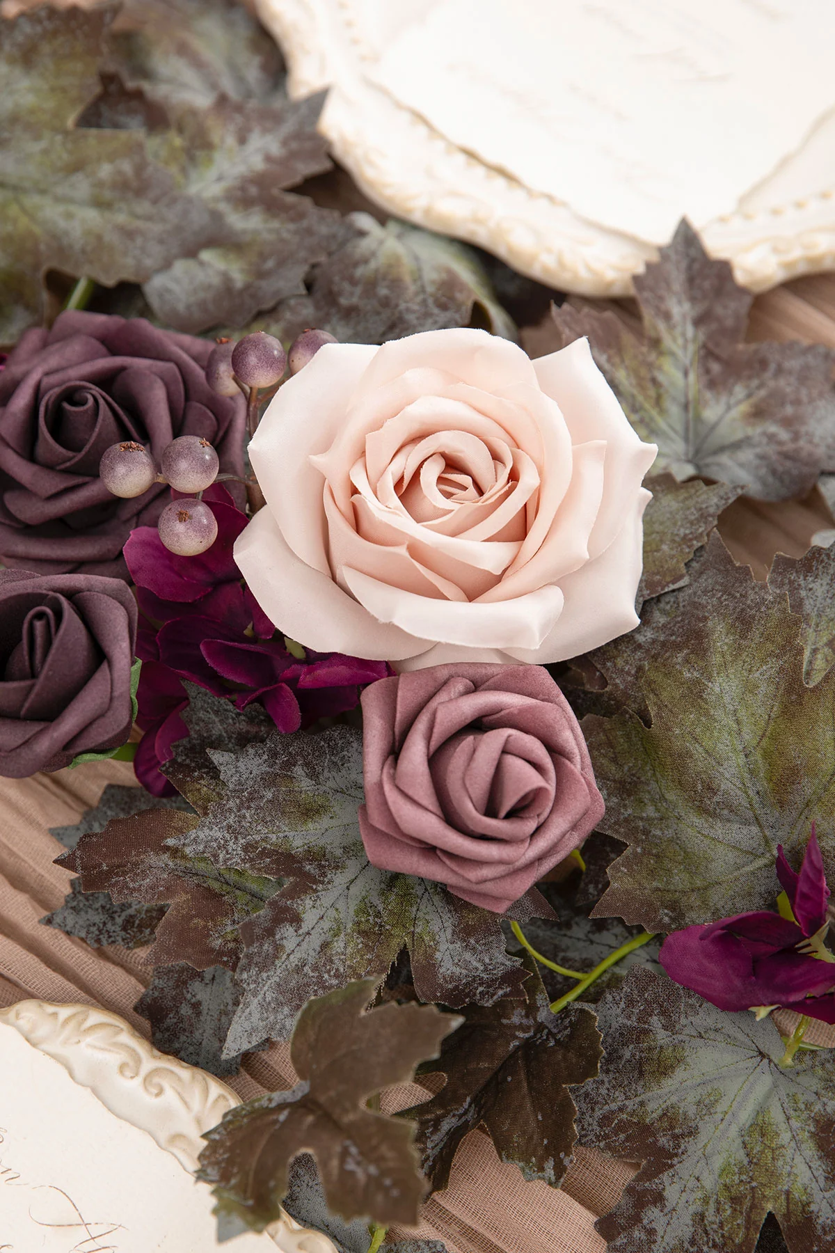 6ft Flower Garland in Plum Velvet Wedding - Image 3