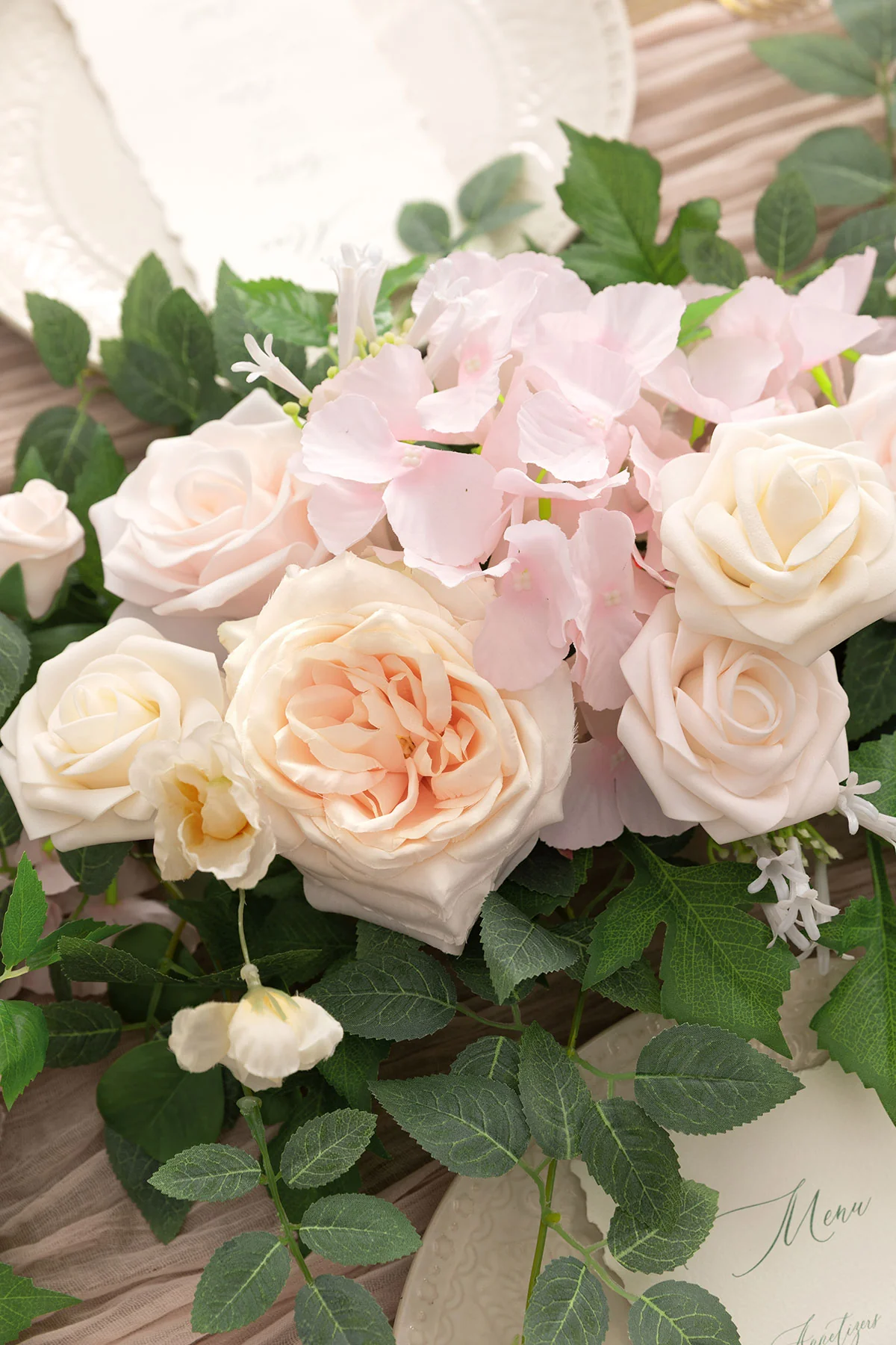 6ft Flower Garland in Powder Pink & Cream - Image 3