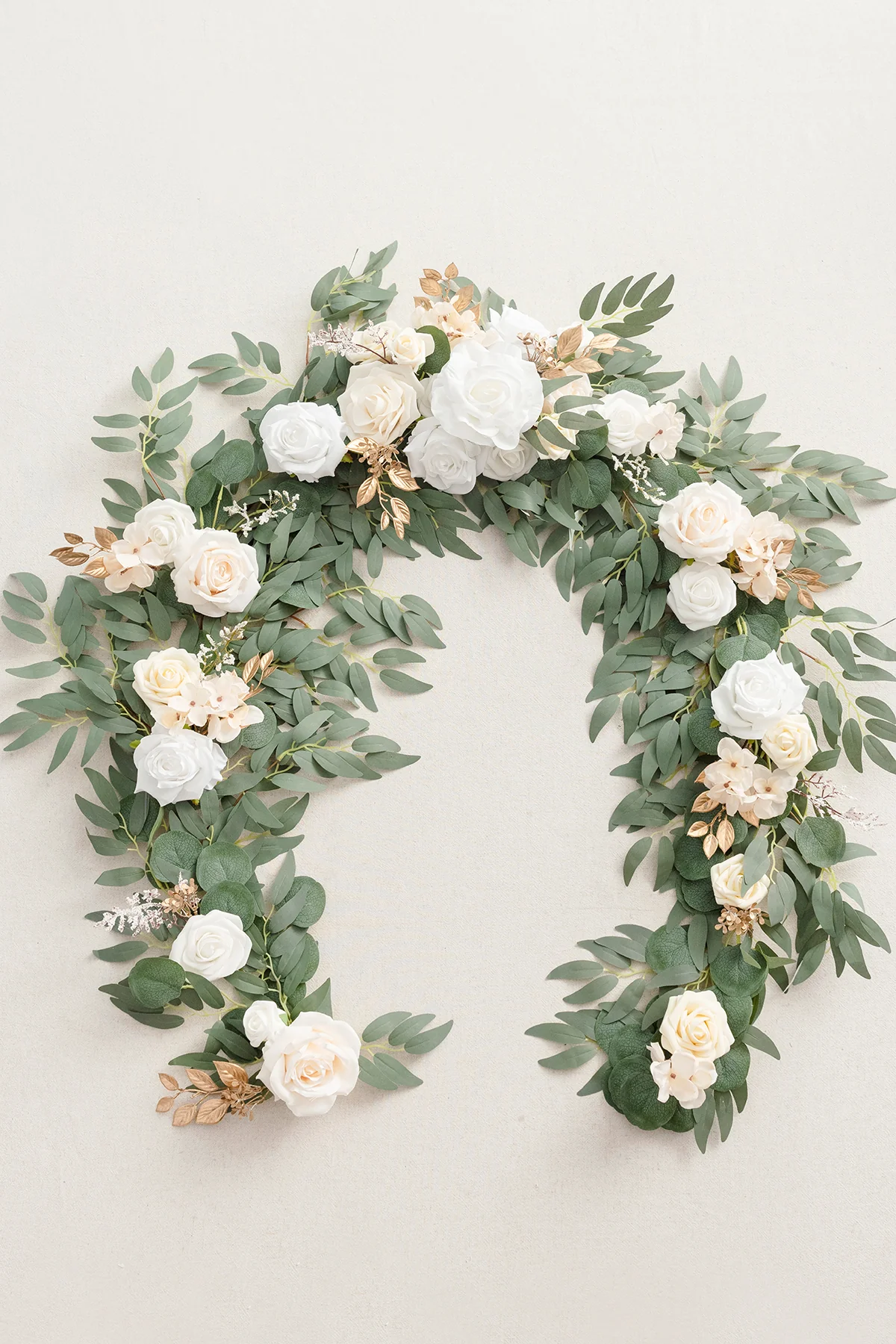 6ft Flower Garland in White & Beige - Image 4