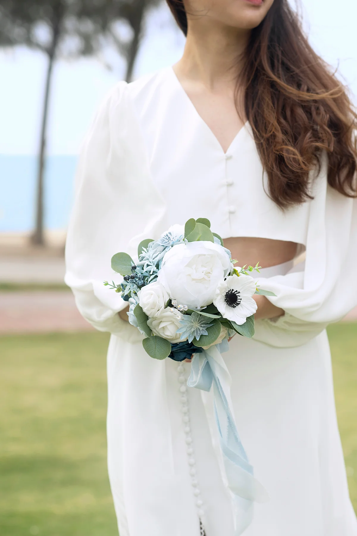 Maid of Honor & Bridesmaid Bouquets in Romantic Dusty Blue | Clearance - Image 6