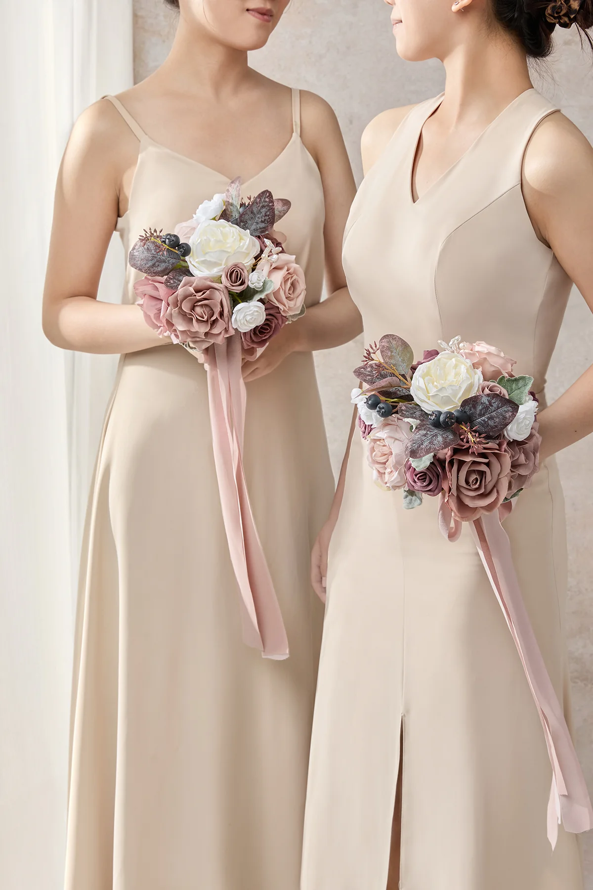 Round Bridesmaid Bouquets in Dusty Rose & Mauve | Clearance - Image 5