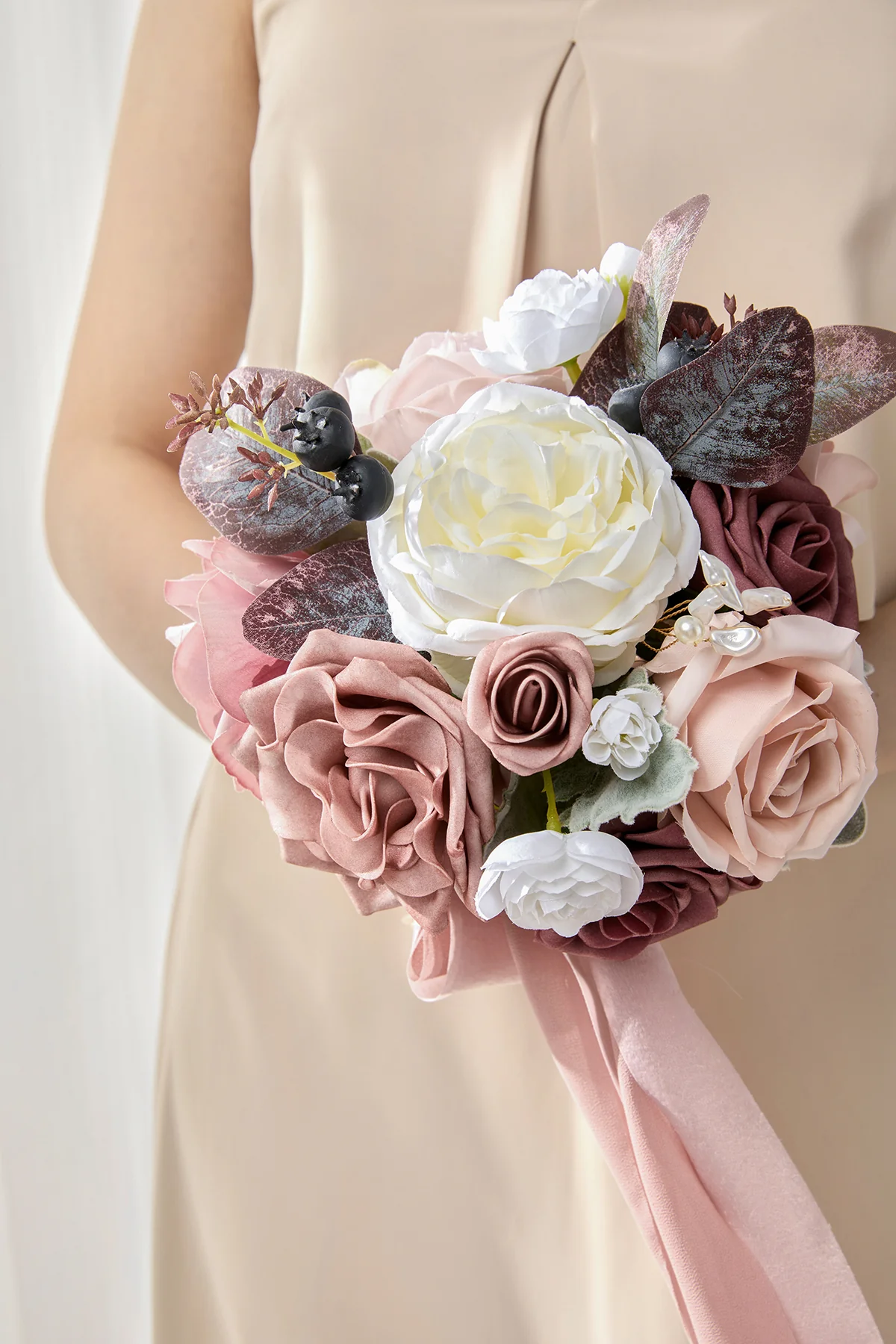 Round Bridesmaid Bouquets in Dusty Rose & Mauve | Clearance - Image 6